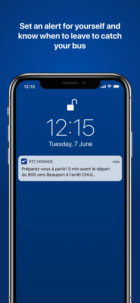 RTC’s real-time Nomade - RTC Nomade app bus departure alert on iPhone lock screen