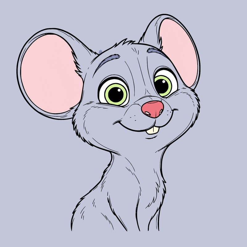 acute 3-d mouse with a heart shaped nose