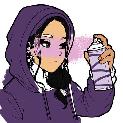 a realistic girl, spray painting