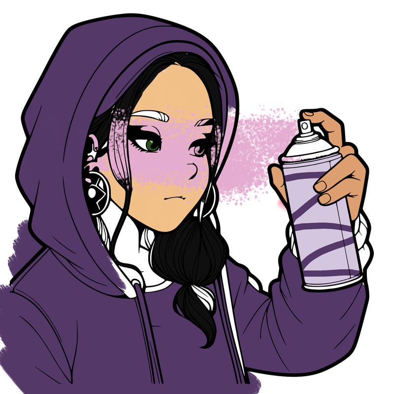 a realistic girl, spray painting