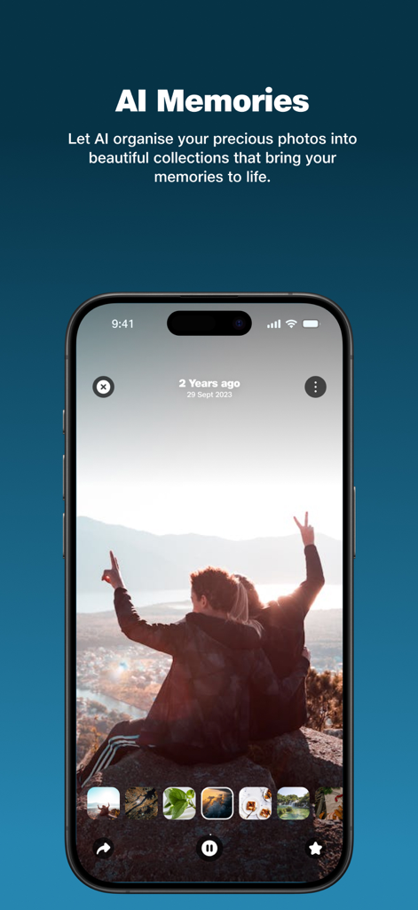 Interface de l'application JioAICloud présentant la fonctionnalité AI Memories qui organise automatiquement les photos dans de superbes collections.