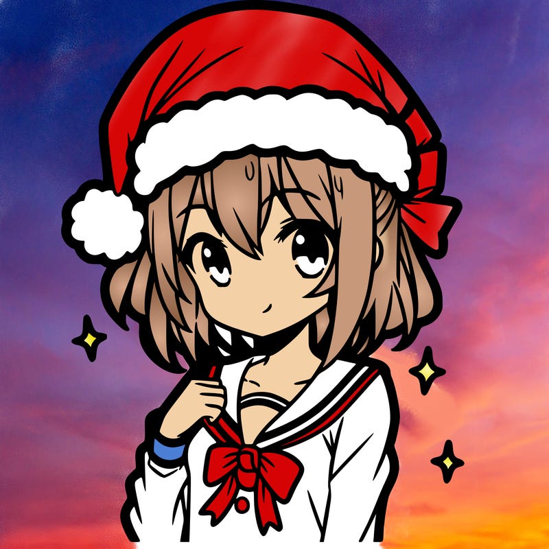 anime girl wearing a santa hat