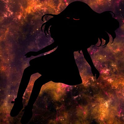 realistic girl floating