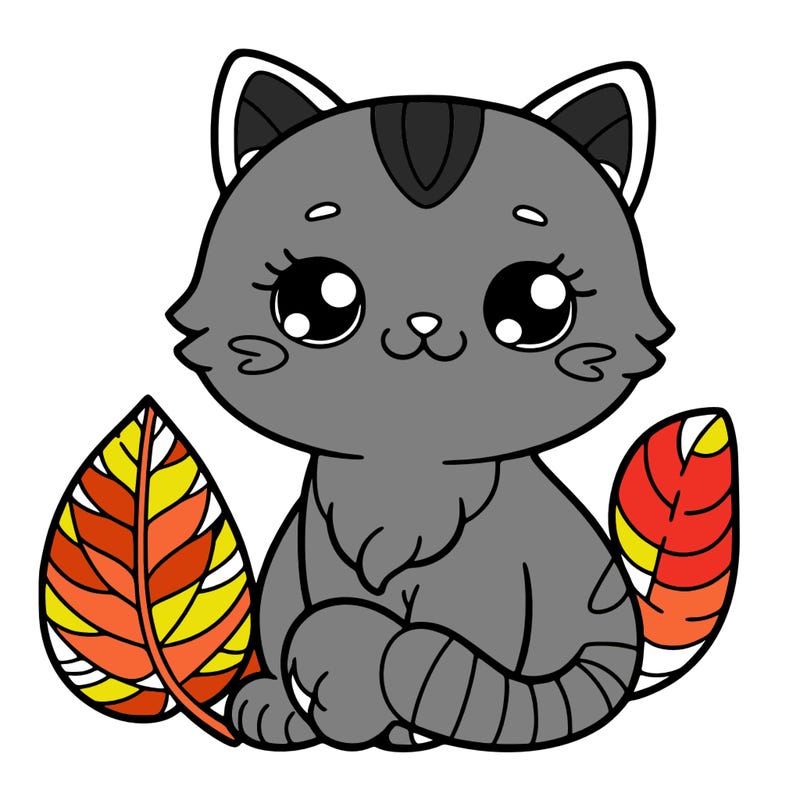 cat with leaf