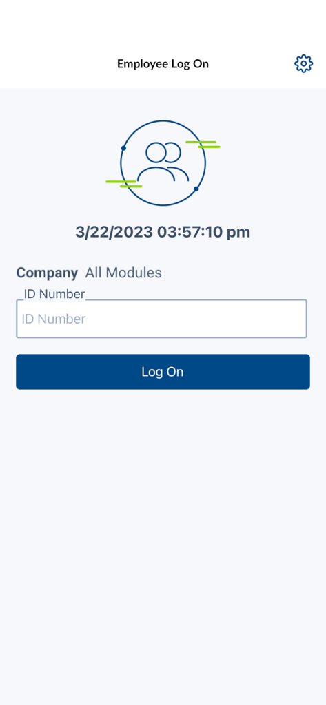 TCP MobileKiosk - TCP MobileKiosk employee login interface showing ID number input and log on button