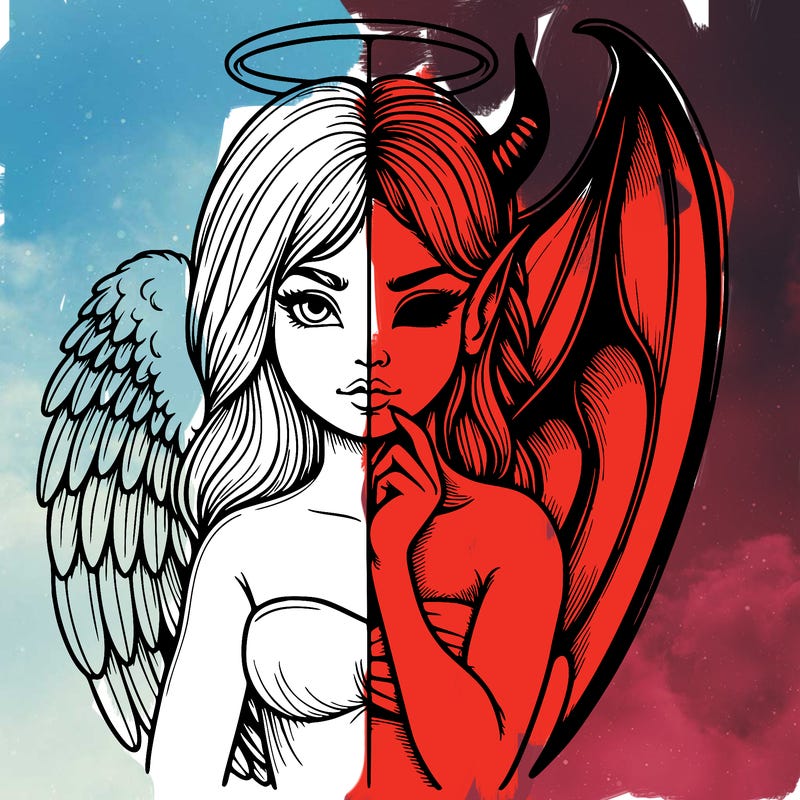 realistic angel half demon