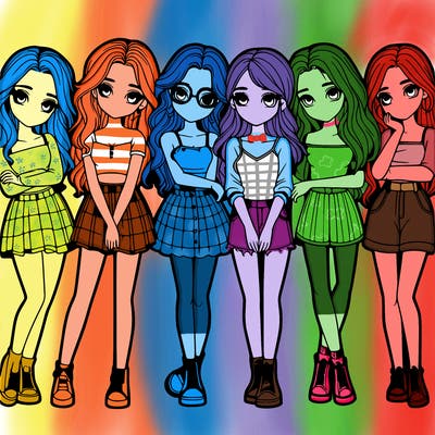 a group of girls realistic