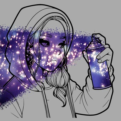 a realistic girl, spray painting