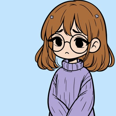 sad girl with glasses in a sweater
