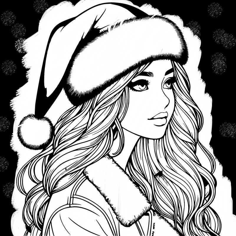 realistic girl in santa hat