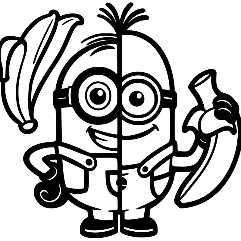 split drawing mega minions gus bannana