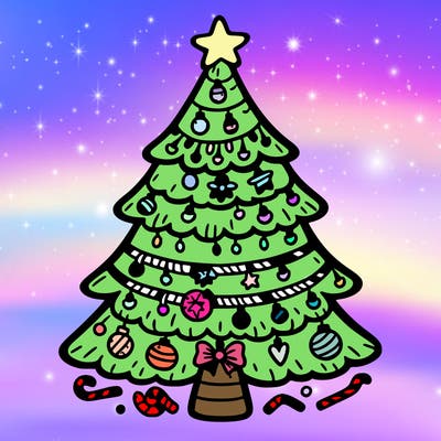 christmas tree with lots of details