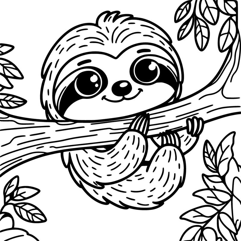 sloth with big eyes hanging on the tree in the jungle