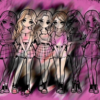 a group of girls realistic