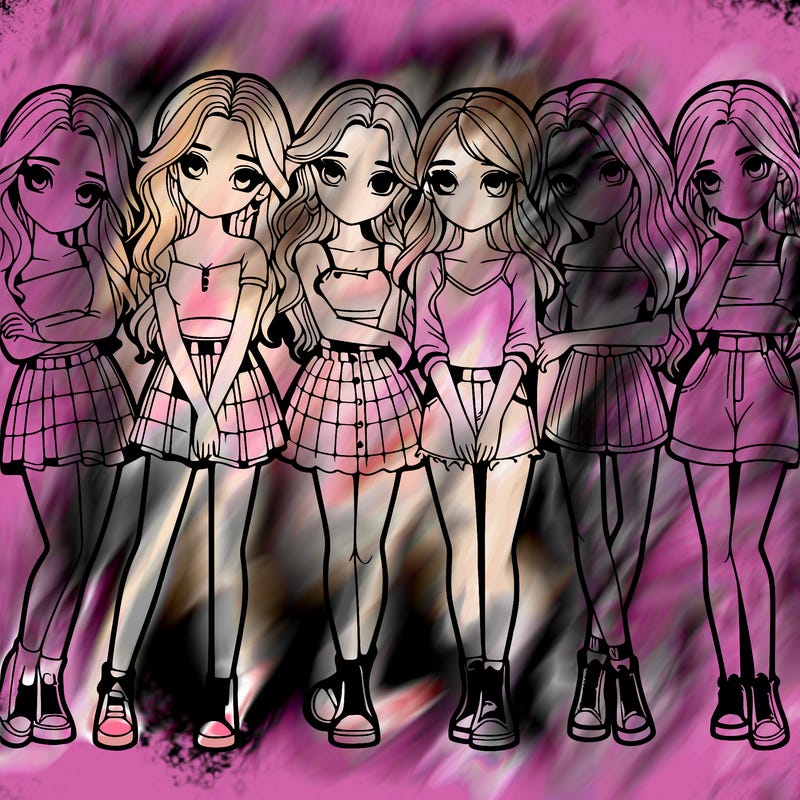 a group of girls realistic