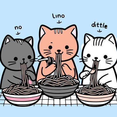 cats eating spaghetti