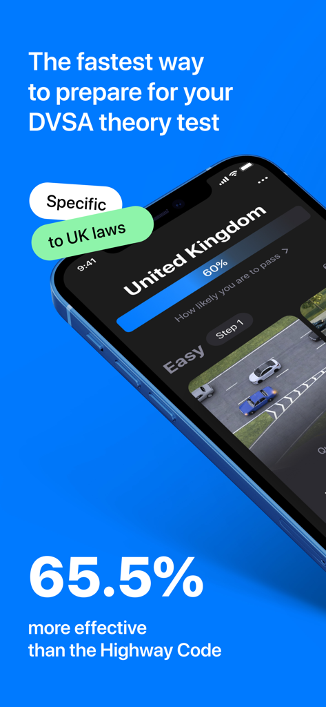 Driving Theory Test Genie™ - Interfaz de la aplicación Driving Theory Test Genie que muestra la preparación para el examen de la DVSA para el Reino Unido