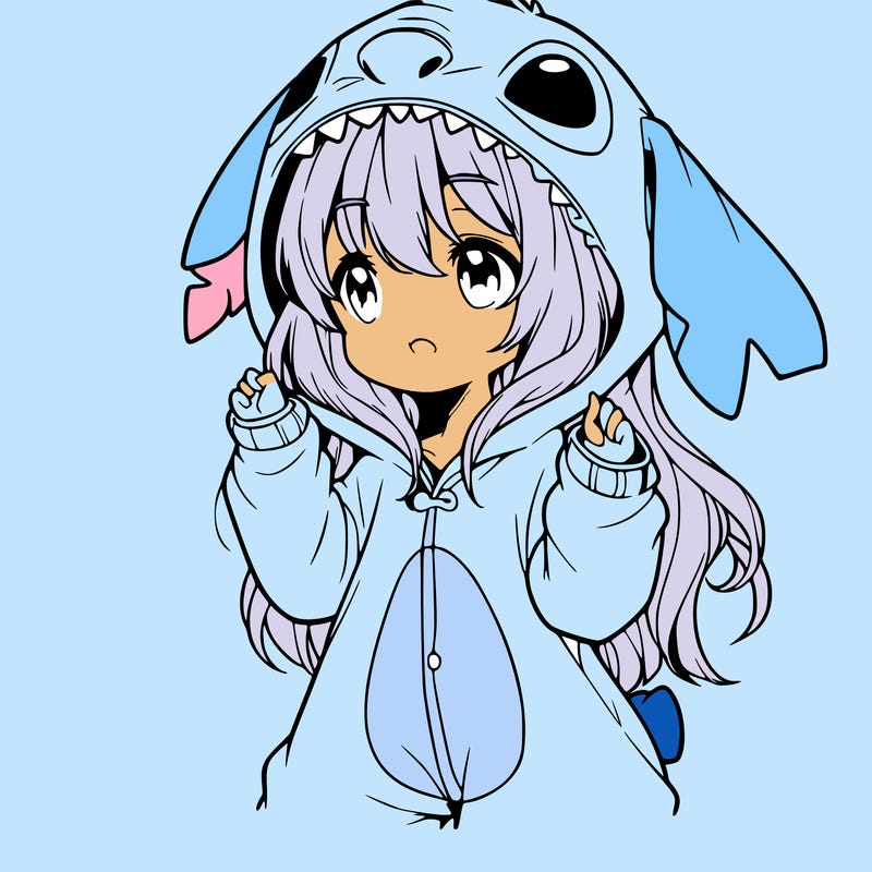 anime girl in a stitch onsie