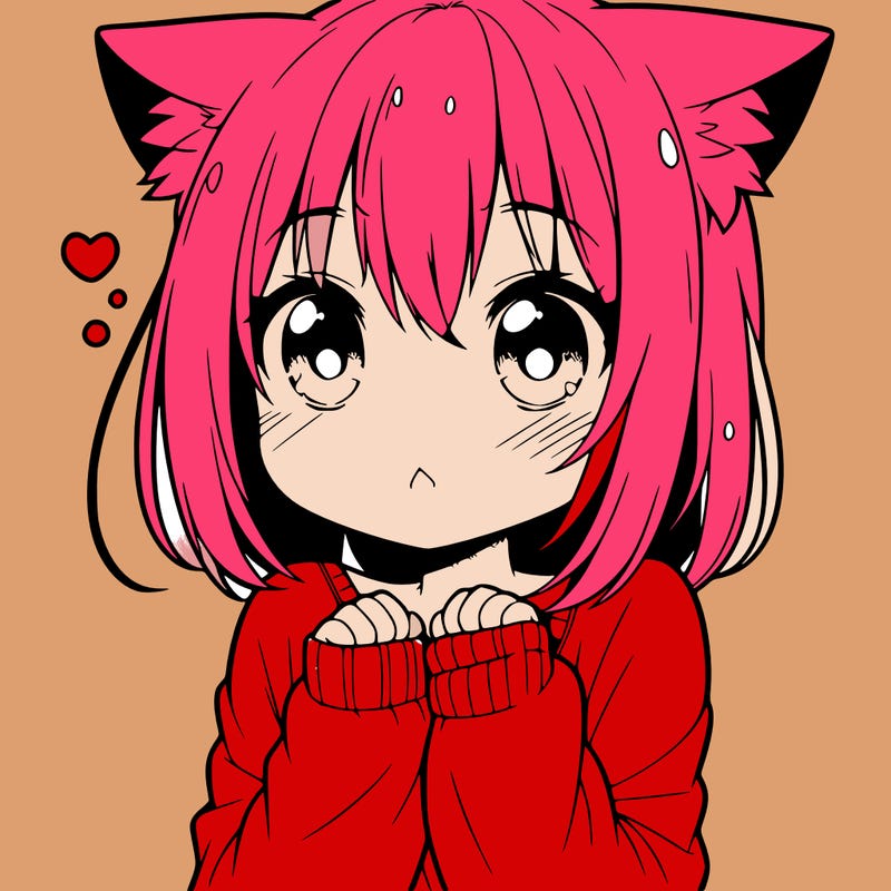 shy anime catgirl