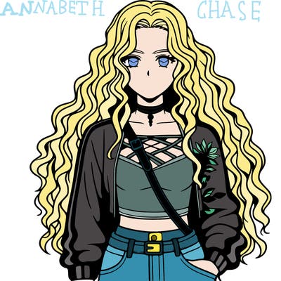a realistic girl with long curly hair in a top with a sword design and a jacket