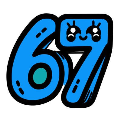 the numbers 67