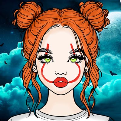 realistic girl with two buns in hair and lips