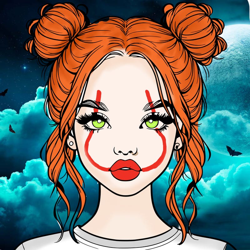 realistic girl with two buns in hair and lips