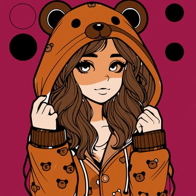 realistic girl in a animal pjs hoodie