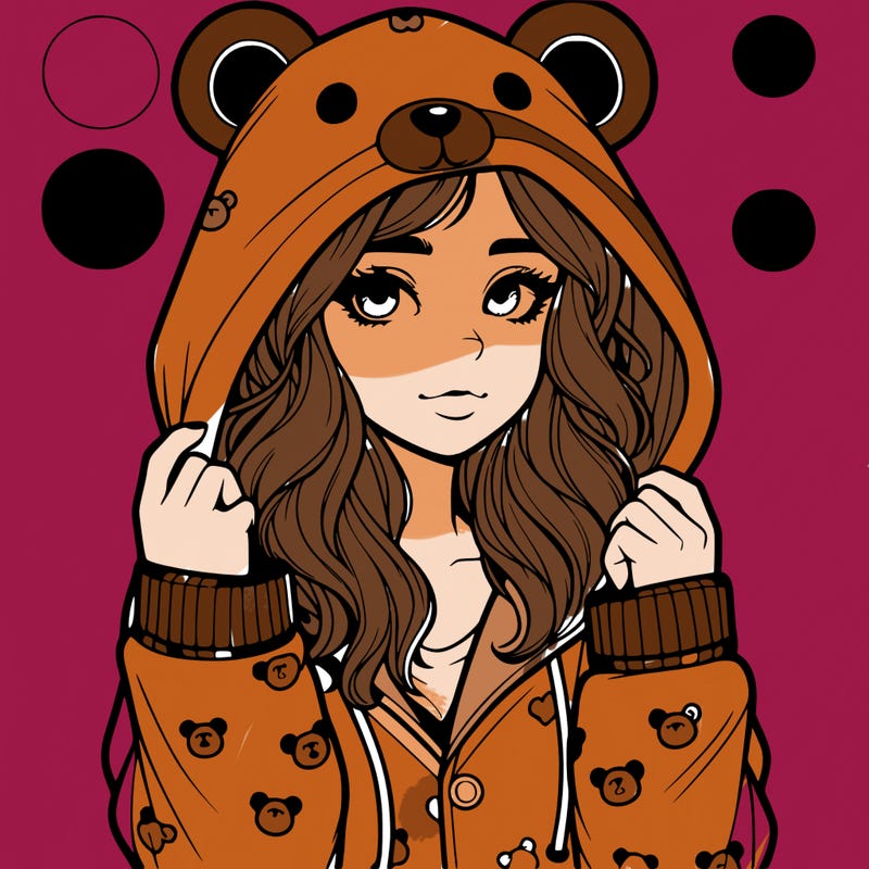 realistic girl in a animal pjs hoodie