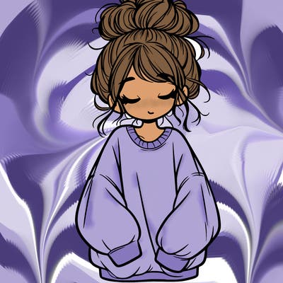 girl with baggy sweatshirt and messy bun