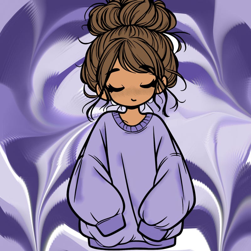 girl with baggy sweatshirt and messy bun