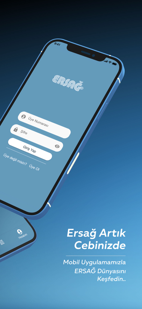 Ersağ - Ersağ mobile app login screen for members to manage their direct sales business