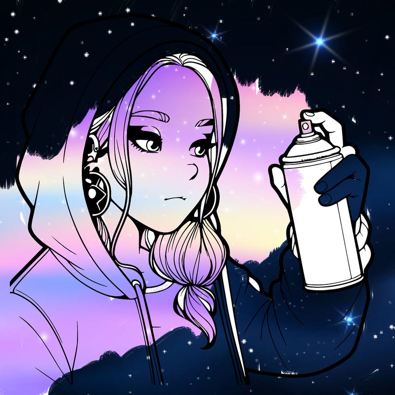 a realistic girl, spray painting