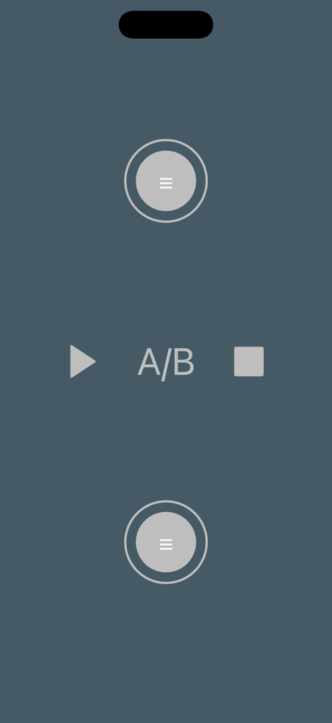 Main interface of A/B Audio app for instantaneous track comparison