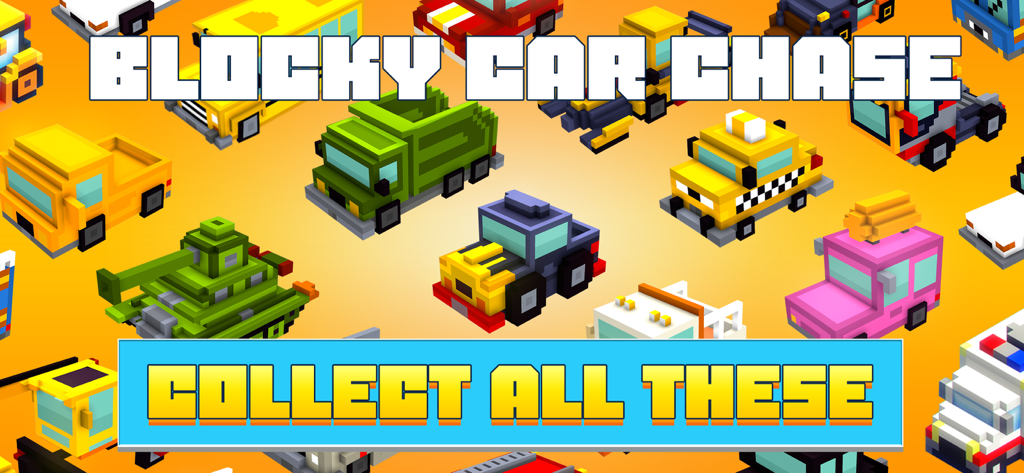 A variety of colorful blocky voxel vehicles to collect in the game