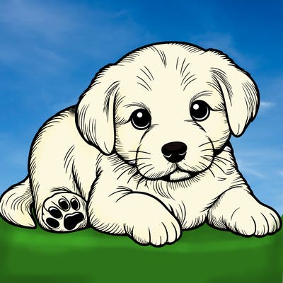 a cute realistic puppy