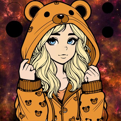 realistic girl in a animal pjs hoodie