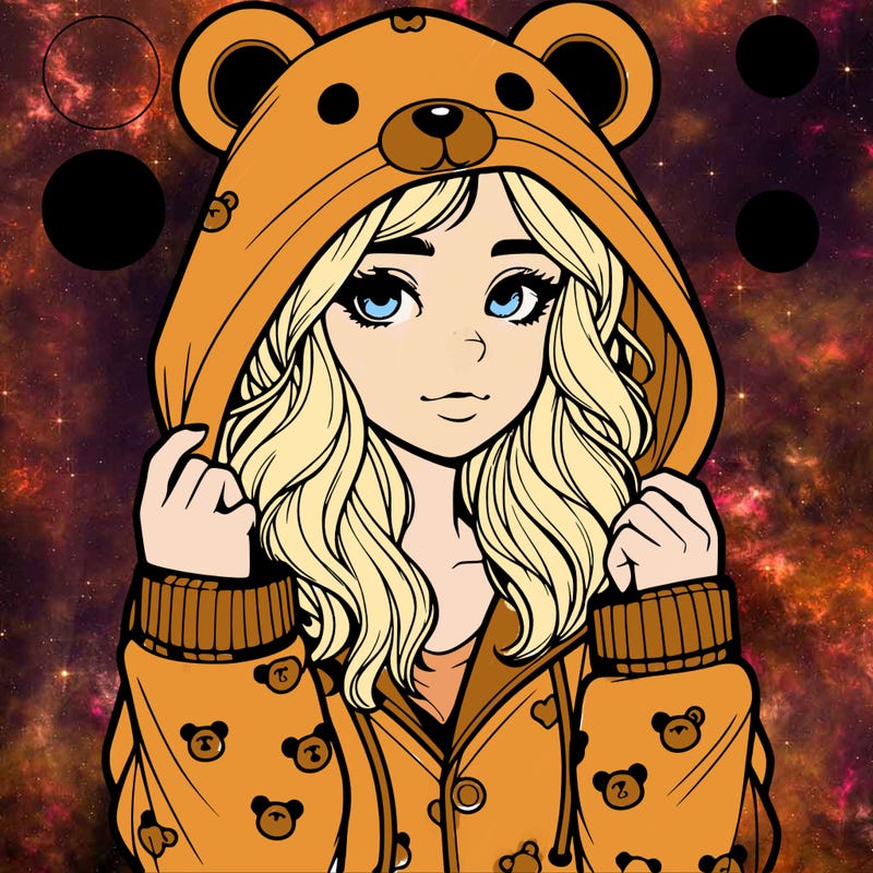 realistic girl in a animal pjs hoodie