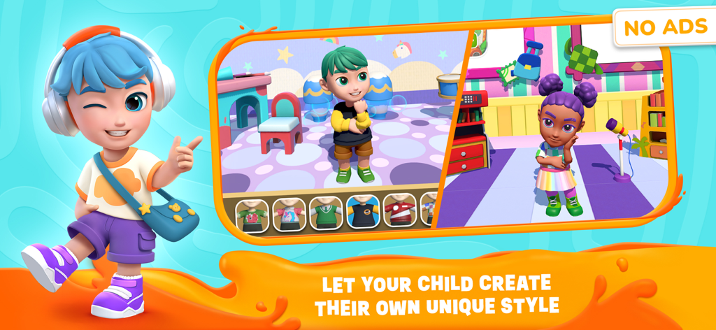 Applaydu Play & Discover - Character customization screen in Applaydu where kids can create their own unique avatar style