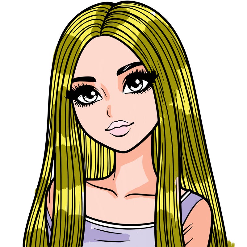 realistic girl with straight and long hair