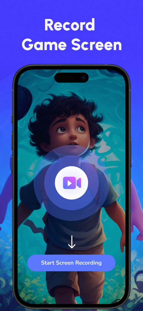 Auto Clicker : Automatic Tap ◎ - A mobile interface for the Auto Clicker app showing a Record Game Screen feature with a Start Screen Recording button.