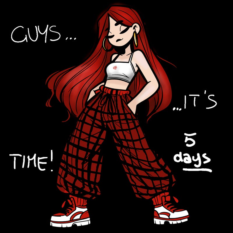 girl in baggy pants crop top and long hair