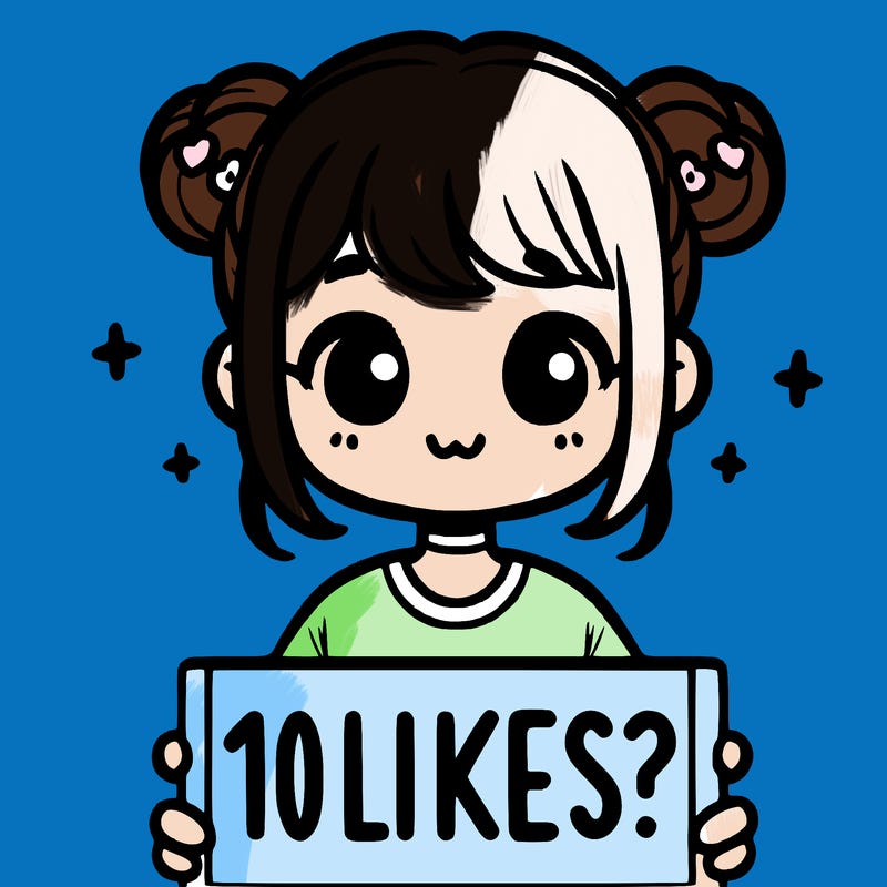 cute girl that is holding a sign that says 10 likes?