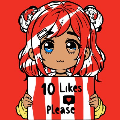 a girl with a sign saying 10 likes please