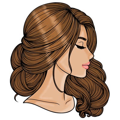realistic woman's head & hair