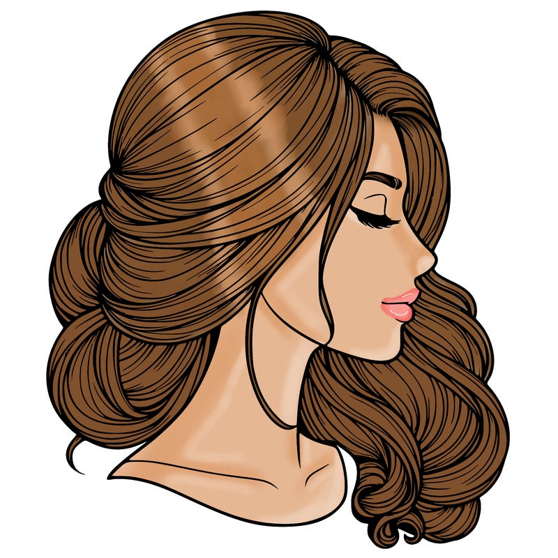 realistic woman's head & hair