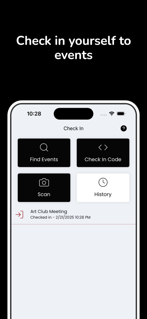 A mobile app screen for 5-Star Students showing event check-in options including find events and scan code