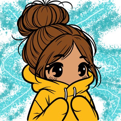 shy girl in big hoodie with messy bun