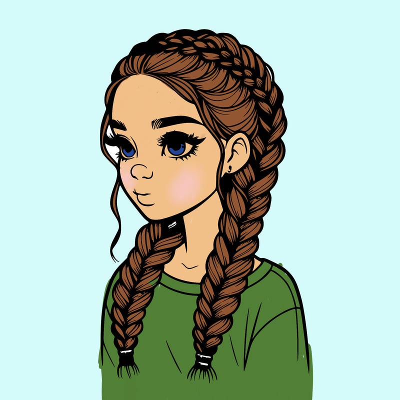realistic girl with braids