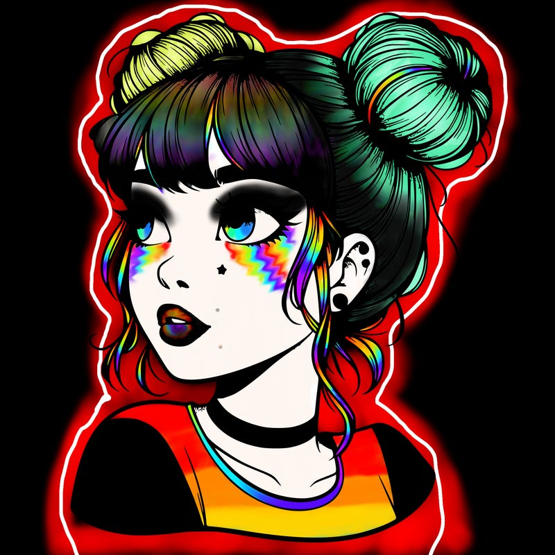 realistic girl with spacebuns